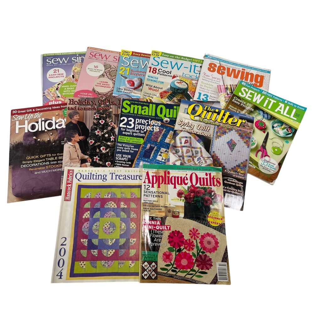 Mixed Lot of 11 Sewing Quilting Magazines Patterns Holiday Applique DIY Crafting
